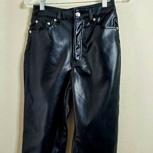 H&M Divided Womens 4 Faux Leather Pants Moto New!